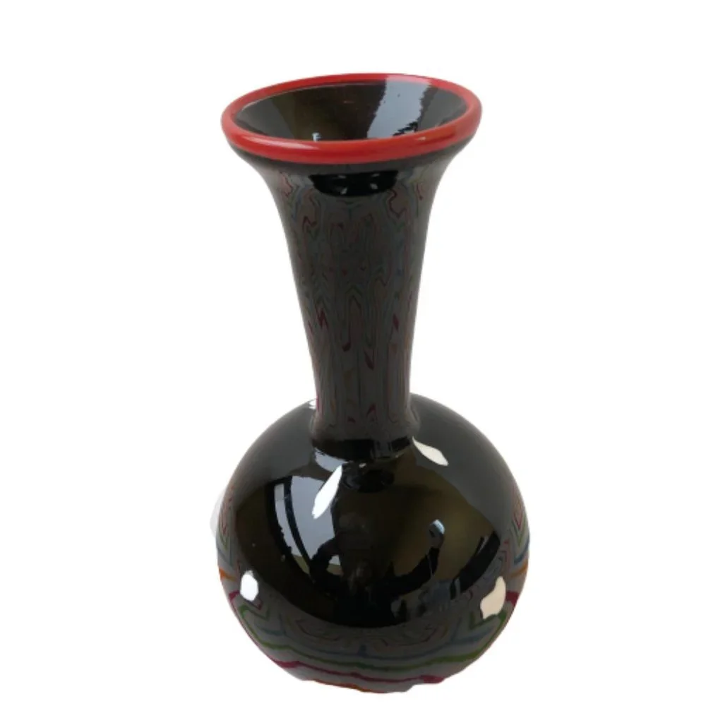Viscosity Aloysi and Graham Vase Art Studio Glass Black + White